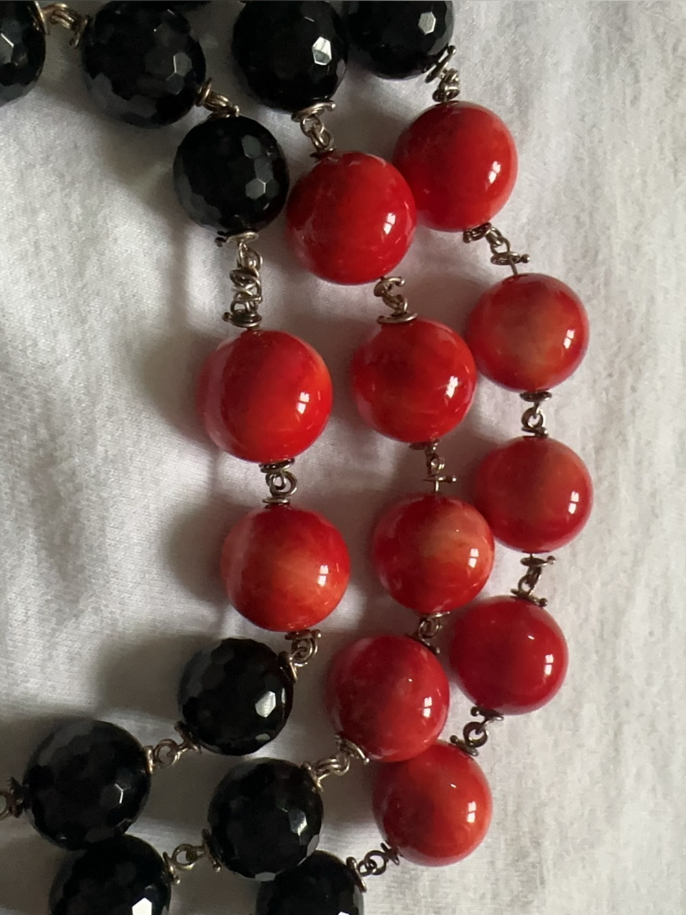 Vintage Red and Black Beaded Statement Necklace
